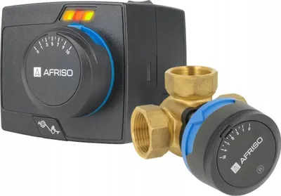 Valvul përzierëse 3 drejtimeshe Afriso ARV 382 me servomotor elektrik ARM 343, bronzi - 1
