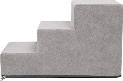Shkallë për qen Hobbydog Small Stairs Savoy, shkumë poliuretani, mbulesë e heqshme, gri ash - 5