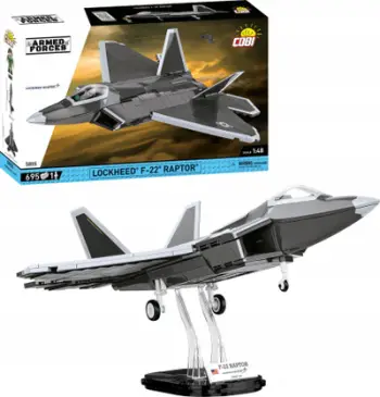 Set blloqesh COBI Lockheed F-22 Raptor 5855, 695 elemente, shkalla 1:48, shumëngjyrësh