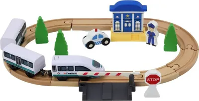 Set tren prej druri Leantoys, pistë 3.2 m, me aksesorë, shumëngjyrësh - 2