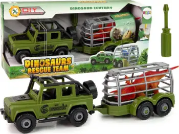Set lodër Disassembly Transporter, transportues off road me dinosaurë, DIY, jeshil