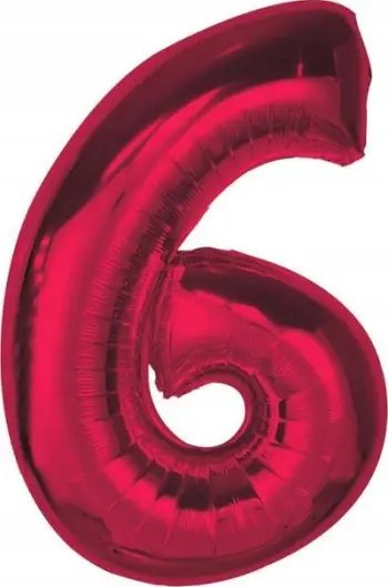 Balon dekorativ Godan, numri 6, 92cm, i kuq