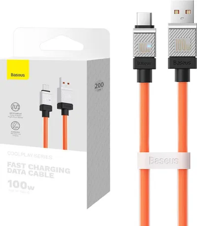 Kabllo USB në USB C Baseus CoolPlay, 100W, 2m, portokalli - 1