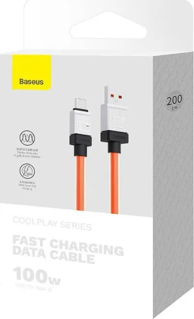 Kabllo USB në USB C Baseus CoolPlay, 100W, 2m, portokalli - 3
