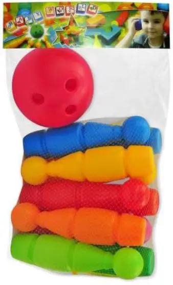 Set bowling për fëmijë Maxi, 5 kunja, në qese, shumëngjyrësh