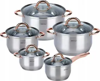 Set tenxhere KINGHOFF KH-1764, 10 pjesë, inoks, me kapakë
