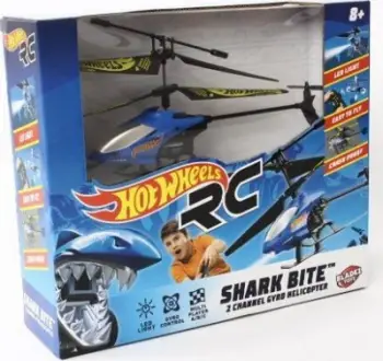 Helikopter me telekomandë Hot Wheels Shark Bite Bladez, RC 2 kanale, gyro, me drita