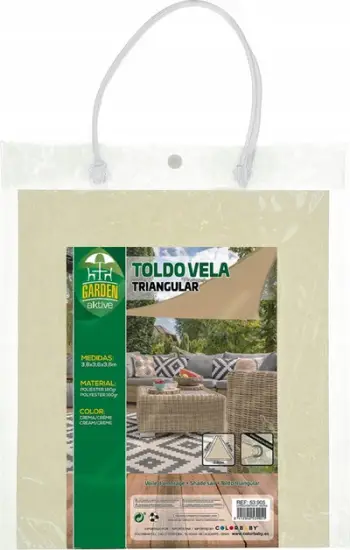 Tendë trekëndore Active Garden, 3.6 x 3.6 x 3.6 m, poliester, ngjyrë krem