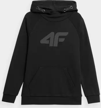 Bluzë me kapuç 4F HJZ22-JBLM002, Regular Fit, me xhep kangur, e zezë