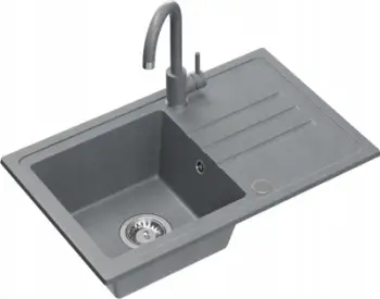 Lavaman kuzhine QUADRON BEN 111, granit, 70x44x17.5cm, me rubinet KATE, gri
