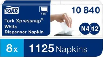 Lecka dozatori Tork Xpressnap 10840, N4 Interfold, 1125 copë, të bardha
