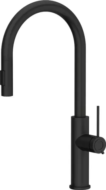 Rubinet kuzhine Quadron Jennifer Q Line Slim SteelQ, gryka me tërheqje, funksion dushi, i zi