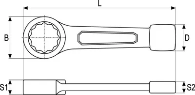 Çelës unazor goditës Yato YT-1605, 36mm, çelik CrV, i zi - 2