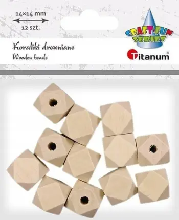 Rruaza druri Titanum Beveled Cubes, 14x14 mm, 12 copë, ngjyrë natyrale