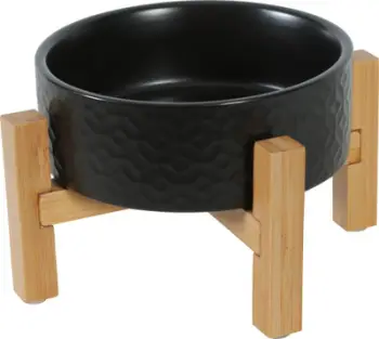 Tas qeramike për qen Zolux Keramo Solo Stoneware, 300 ml, me bazë bambuje, i zi