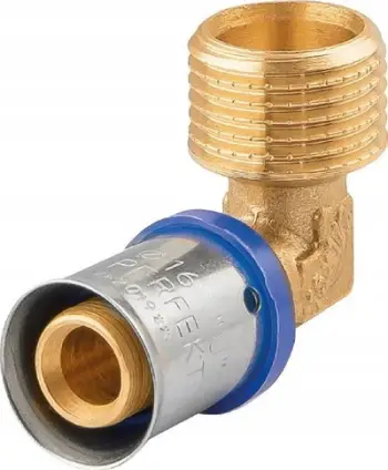 Nyje këndore presimi Duro 0205.752, 25 mm, për tuba PEX AL PEX, bronzi