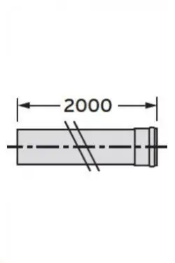 Tub zgjatues oxhaku Vaillant DN80 303255, 2m, polipropilen i bardhë