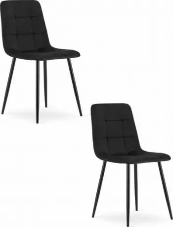 Set karrigesh Kare Kara Chair, velur i zi, këmbë metalike, 2 copë