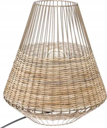 Llambë tavoline Wicker Cheraw, 29 x 33.5 cm, metal dhe kallam, bezhë
