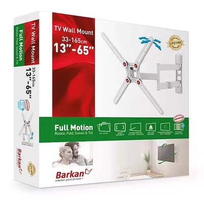 Mbajtëse muri për TV Barkan 3400W, deri 65", 40kg, e bardhë - 2
