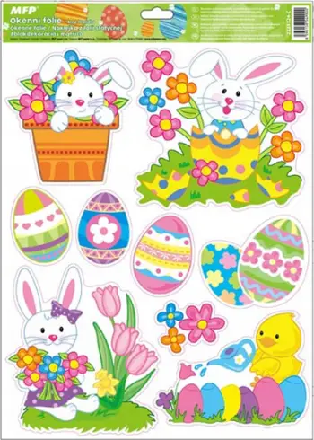 Sticker dritareje MFP Easter, dekor Pashkësh, 30 x 42 cm, shumëngjyrësh