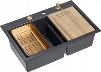 Lavaman dyshekash Marc 120 Workstation, granite GraniteQ, 76x50x23.5 cm, black copper