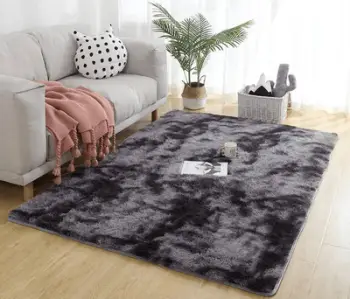 Tapet Dense Soft Plush Shaggy Ombre, 250x300 cm, push i gjatë, gri ombre
