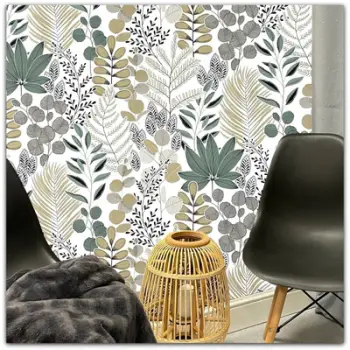 Tapet mural Boho Scandinavian Leaves Canvas, vinyl, 10m x 0.53m, shumëngjyrësh