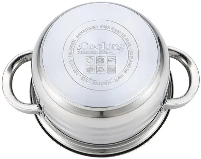 Tengere Heinner Myra, 18 cm, 2.5L, çelik inox me kapak xhami - 3