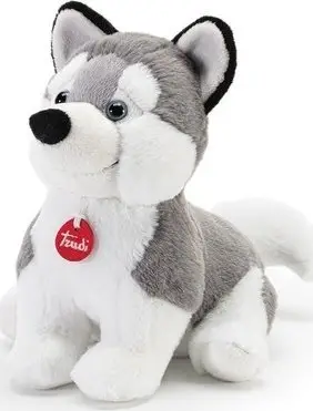 Lodër pelushi Trudi Puppy Husky M, madhësi mesatare, gri e bardhë