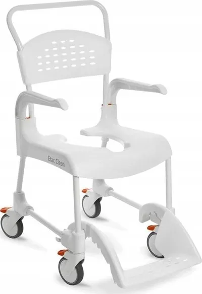 Karrige dushi dhe tualeti Etac Clean, lartësi ulëse 55cm, me rrota, e bardhë - 1