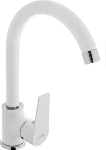 Rubinet kuzhine Invena Dokos, një komandë, white chrome, i bardhë