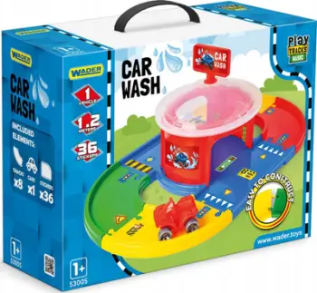 Set loje me pista Wader Car Wash Play Trucks Basic, 1.2m, për fëmijë 12m+