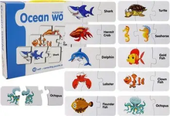 Puzzle edukative Lean Sport World of Oceans, 10 lidhje, për fëmijë 3+
