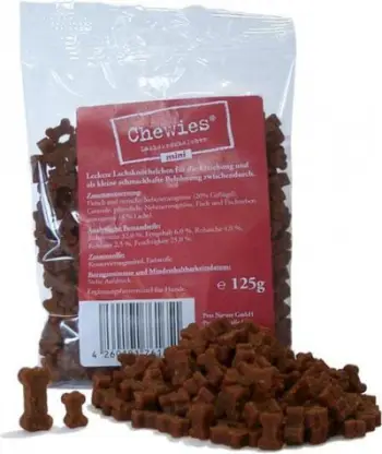 Shpërblime për qen Chewies Salmon Bones Mini, 125g, me salmon