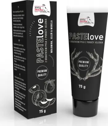 Shpërblim për qen SYTA MICHA PasteLOVE, pastë mish viçi dreri dhe kajsie, 75g