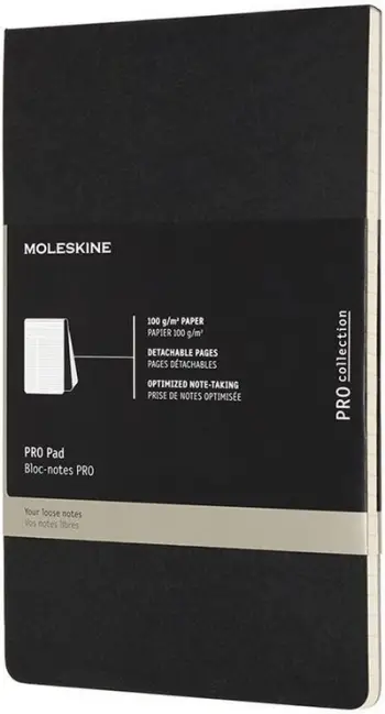 Bllok shënimesh Moleskine Pro Pad Large, i zi