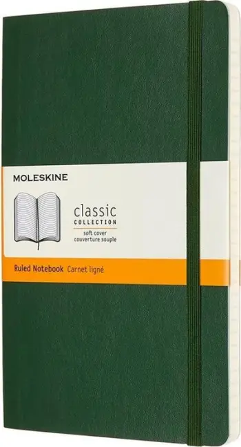 Fletore Moleskine Large Squared Softcover, 13x21cm, faqe me katrorë, jeshile Myrtle