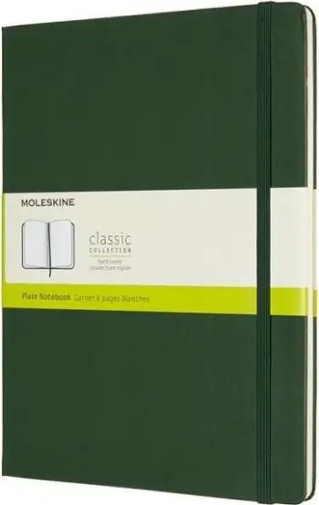 Fletore Moleskine Extra Large Plain Hardcover, faqe të bardha, Myrtle Green