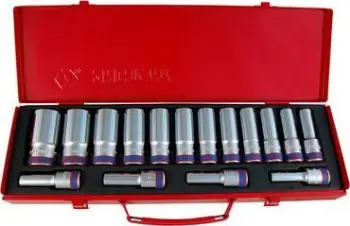 Set çelësa goditës 1/2", 16 copë, të gjatë 10 32mm, 12 pika