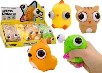 Lodër antistres Happy Monster Squishy Sensory, për shtypje, shumëngjyrëshe