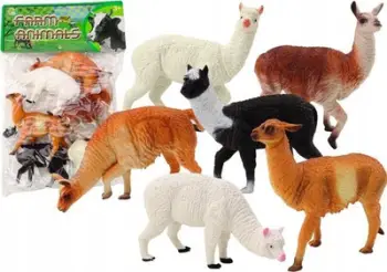 Set figura ferme alpakë dhe llama, 6 copë, shumëngjyrëshe