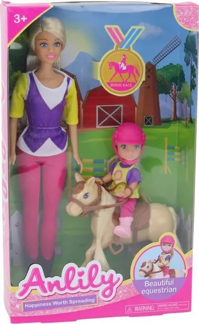 Set lodrash Anlily Doll, kukull me fëmijë, poni, fermë kuajsh - 3