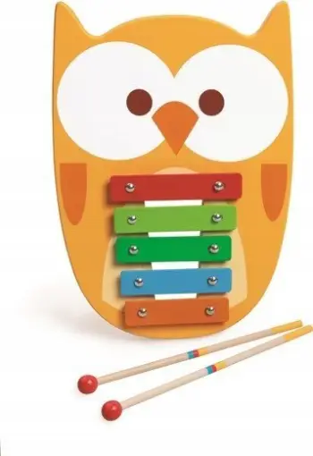 Ksilofon prej druri për fëmijë Scratch Owl Lou 276181830, 5 tinguj, shumëngjyrësh