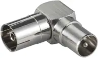 Adaptor koaksial këndor Microconnect COAXADAPTERA, F në M, argjendtë
