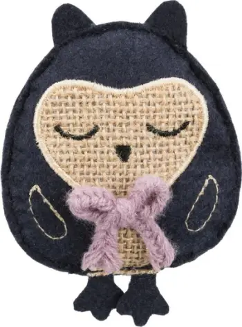 Lodër mace Trixie Cuddle Owl, me catnip, 11cm, blu