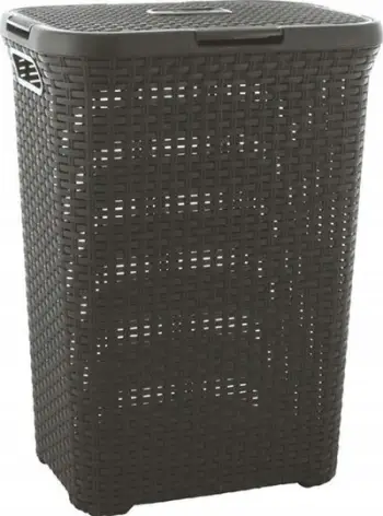 Shportë rrobash Curver Style, 60L, plastike rattan, gri grafit