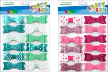 Stikerë dekorativë Craft with Fun CF, fjongo vetëngjitëse, 12 copë, shumëngjyrëshe