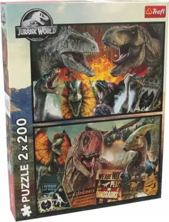 Puzzle Trefl Universal Jurassic World Prehistoric World, set 2 puzzle, 200 copë, shumëngjyrësh