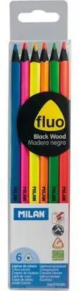 Lapsa me ngjyra Milan Ergo Grip Fluorescent, 6 copë, ngjyra fluorescente